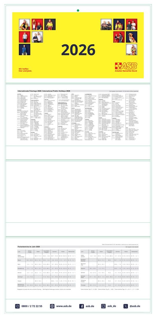 ASB-Drei-Monats-Wandkalender