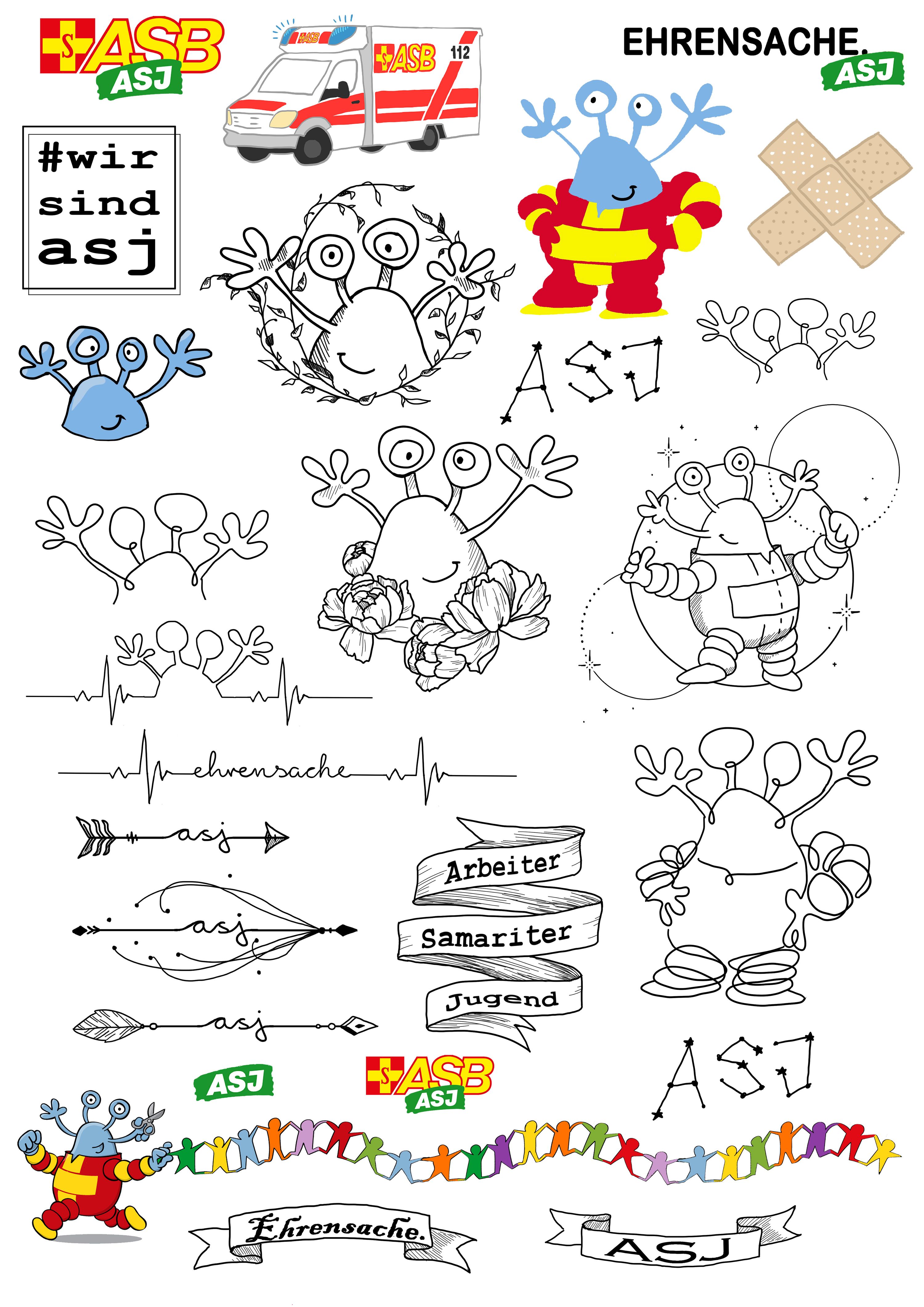 XÜ Klebe-Tattoos Motivbogen DIN A4